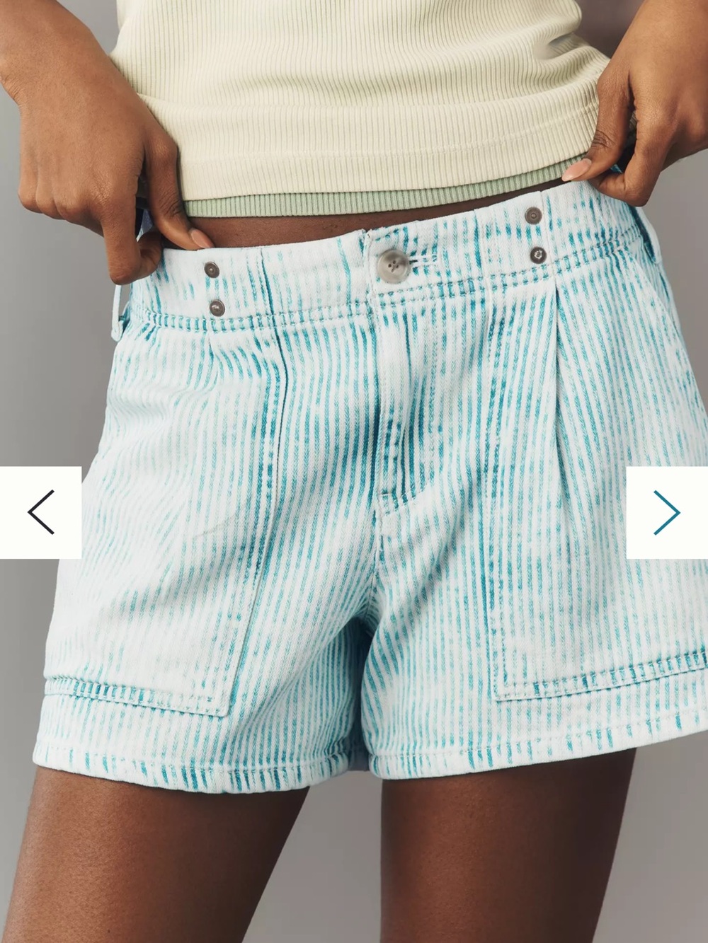 NWT Pilcro 100% Cotton Pleated Trouser Shorts/ Green Stripe/size 30